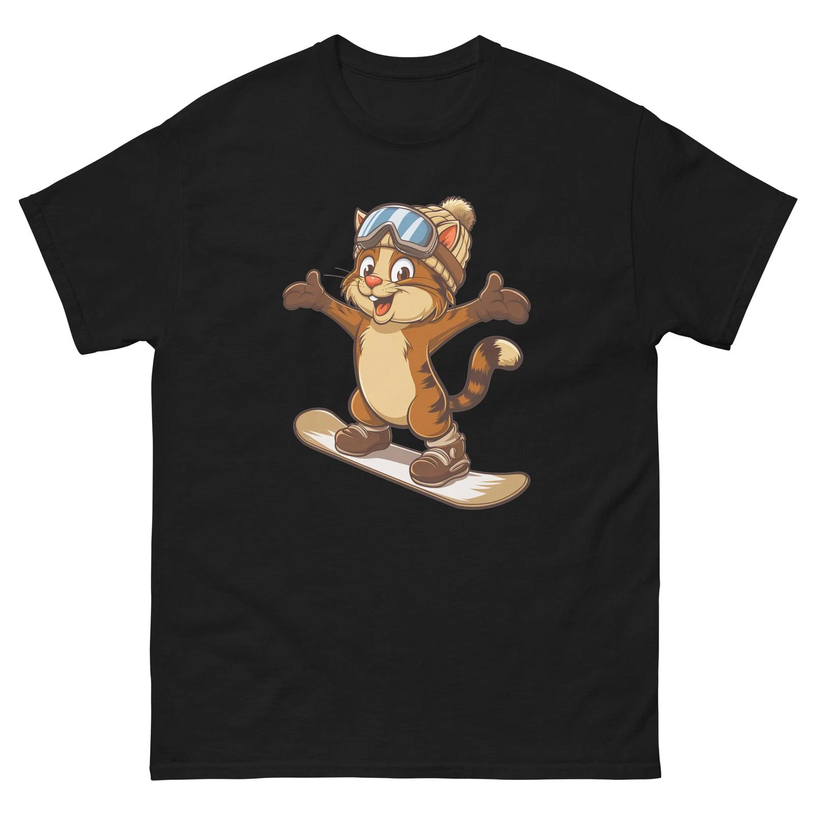 Brown Cat Snowboarding Fun Snowboarder T-Shirt M