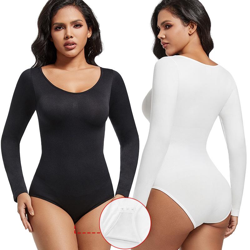 Nahtloser formender Bodysuit für Damen in Übergröße: Langarm Tummy Control
