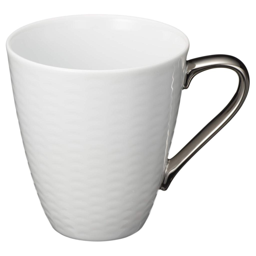 Noritake Pair of 295cc Mugs with Gold and Silver Fine Strains, Porcelain, P5355L/1605-6