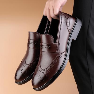 Moda Męskie Oksfordy Luksusowe Biznesowe Eleganckie Męskie Płaskie Buty Skórzane Garniturowe Obuwie Gentleman Brogues Klasyczne Mokasyny