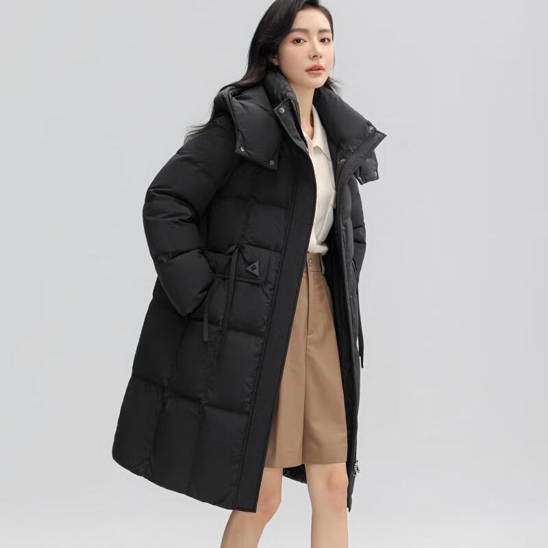 Yaya Women's Mid-Length Hooded Duck Down Puffer Jacket