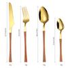 Golden Stainless Steel Cutlery Set Four-piece Plastic Handle Household Knife Fork and Spoon Creative Kitchen Hotel Supplies.