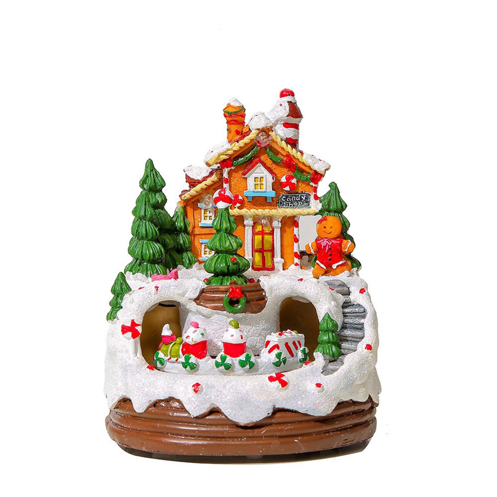 

YL-2347 Glowing Music Snow House) Christmas Creative Ornaments Glowing Music Train Rotating Snow House Christmas Gift