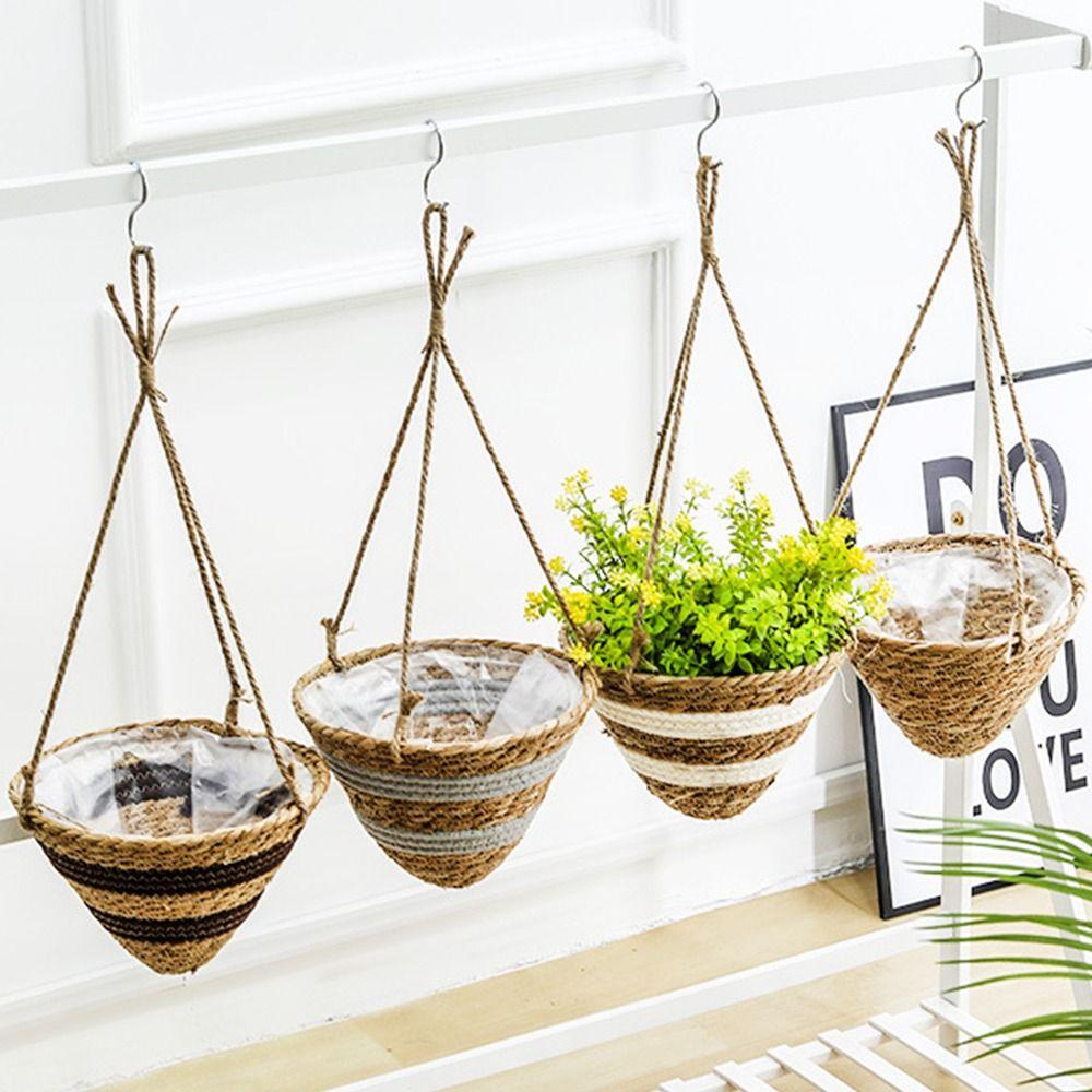 

Jute Rope Hanger Box Planter Multicolor Storage Basket Hanging Weaving Flowerpot Balcony Terrace