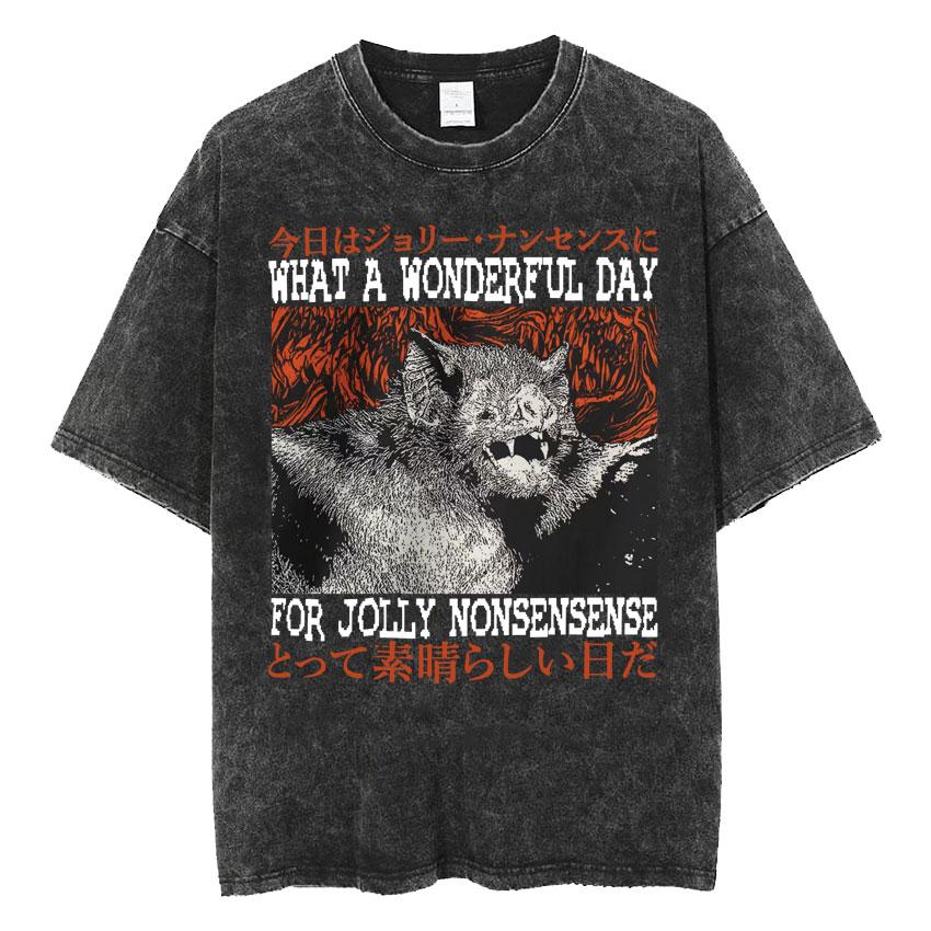 New Arrival Mens Clothes Tee Shirt Homme Graphic TShirts Men Amare Box No Thoughts Head Empty Japanese Funny Capybara Washed