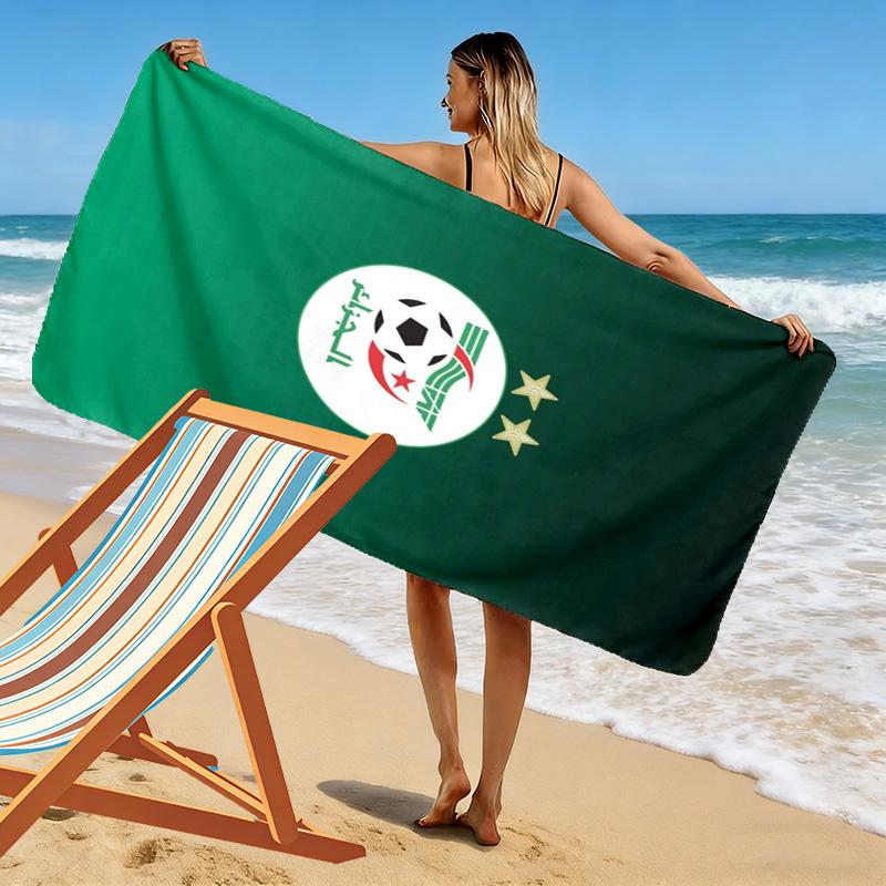 Algeria Football Print Beach Towel, Large Soft Quick Dry Towel for Beach Camping Swimming