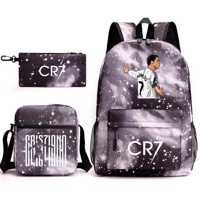 School bag, peripheral printing three-piece set, student school bag, backpack, messenger bag, pencil bag. Three-piece set