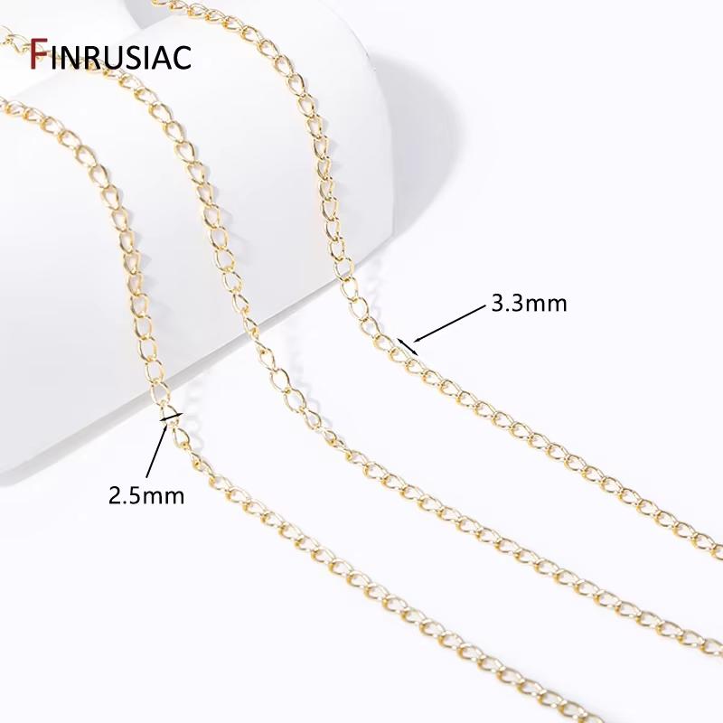 

2.5mm*3.3mm 14k Gold Plated Brass Thin Chains For Jewelry Making DIY Necklace Bracelet Jewelry Making Accessories Length 1 meter
