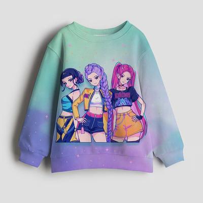 Kpop Demon Hunter Girls Sweatshirt Rumi Mira Zoey Cute Hoodies Kids Spring Autumn Pullover Children Long Sleeves Clothes Gift