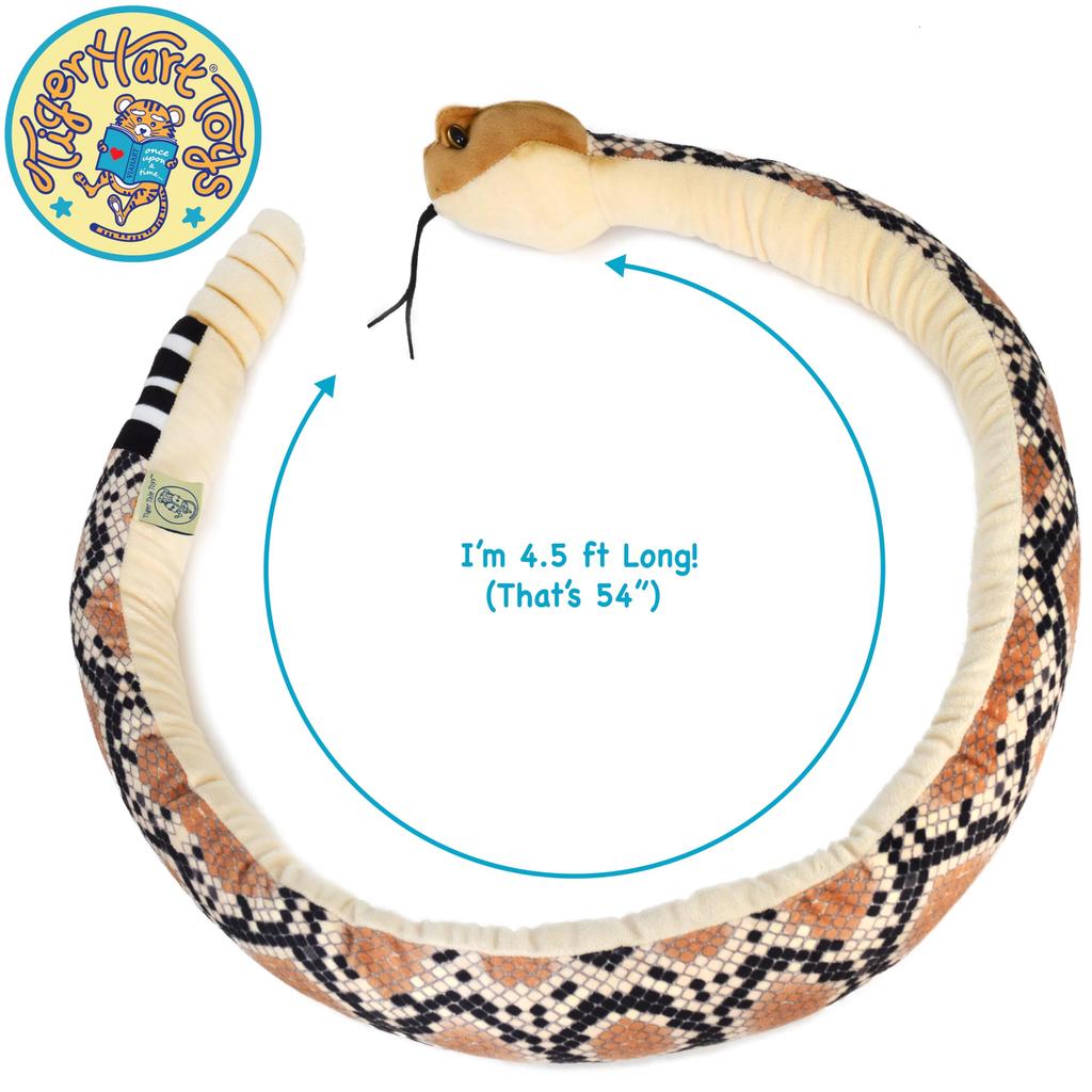 VIAHART Tiger Tale Toys Rattlesnake Plush Toy, Realistic 54-inch (137cm) Pet, Large, Long Viper [Official Japanese Product]