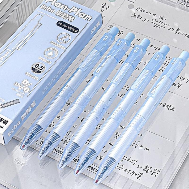 5 Stück Einziehbarer Gelstift 0,5 MM Schwarze Tinte Schnelltrocknend Ergonomischer Griff Gelstift Büro Schreibwerkzeug für Tägliche Notizen
