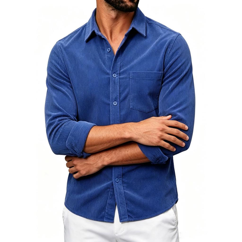 Men's Corduroy Long Sleeve Work Shirt Jacket for Fall Winter Casual Outerwear
