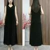 Women's V-Neck Ice Silk Sleeveless Dress: Summer Embroidered, Solid Color, Age-Reducing & Slimming Mother's Wear