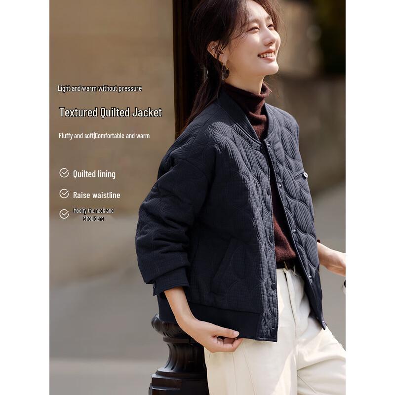 

Women s Retro Textured Baseball Jacket L