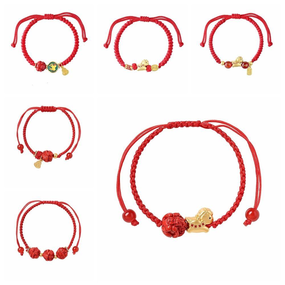 Calabash Zodiac Horse Bracelet Year of The Horse Chinese Red Handrope Decoration