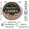 Customizable Name Text Flower Garden Round Aluminum Sign 8x8 Inch Rustic Outdoor Plaque