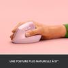 Souris - Sans Fil - Logitech - Lift Ergonomique Verticale - Rose - Droitier