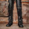 Radstiefel vier Jahreszeiten Herren Outdoor Motorradstiefel Übergröße High Top Casual Lederstiefel Mode Britisch Rutschfester Stiefel