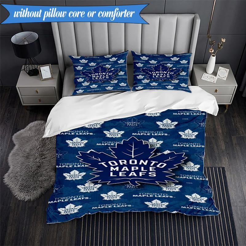 3PCS Toronto Leafs Logo Bedding Set,Including 1pc Duvet Cover And 2pcs Pillowcases Perfect for Bedroom, Dormitory, Fan Christmas Gift