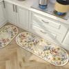 2pc Nordic Floral Carpet Home Decoration, Kitchen and Bathroom Anti-slip Mat Set, Strong Water Absorption, Dirt-resistant
