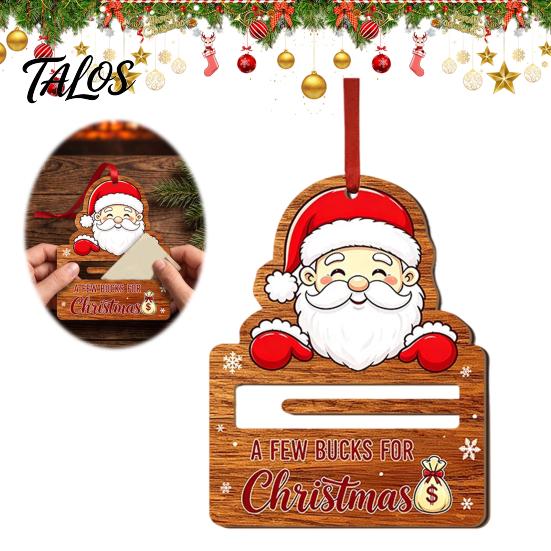 Christmas Cash Holder Ornament Holder, Creative Wooden Hanging with Red Lanyard, Holiday Money Pendant Vivid Printing for Tree Party Supplies