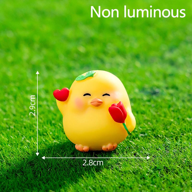 Cartoon Cute Noctilucent Yellow Chicken Ornaments Creative Resin Crafts Creative Cartoon Animal Model Decoration Accessories