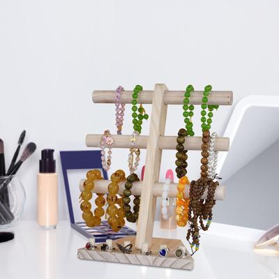 Jewelry Display Stand 3 Tier Accessory T Bar Tabletop Wooden ,Watch Holder,r Bracelet Storage