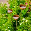 Vintage Weathered Rain Collectors Long Stem Rusty Bird Feeder Metal Bird Bath  Outdoor Garden