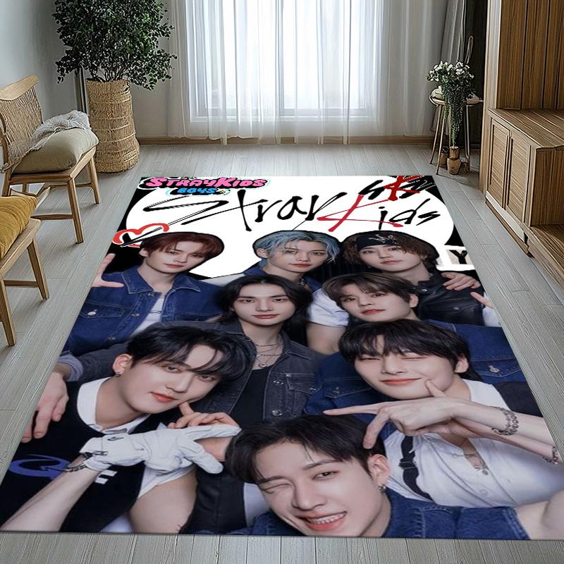 HD Stray Kids Kpop Star Living Room Non-Slip Area Rug Soft Carpet for Bedroom Kids Playroom Sofa,Home Decor Doormat Gift