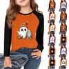 Kids Halloween Print Long Sleeve T-Shirt Casual Round Neck Top for Party and Daily Wear