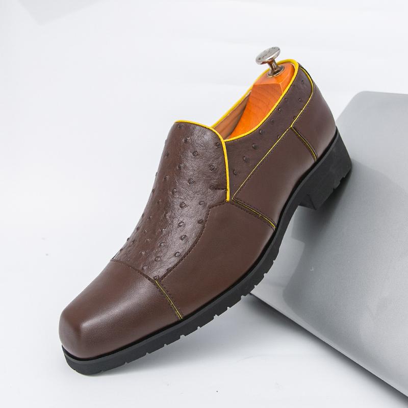 

Модная мужская деловая обувь из кожи в британском стиле, облегающая ногу, для весны, новая, удобная, нескользящая, повседневная кожаная обувь для мужчин 46 коричневый