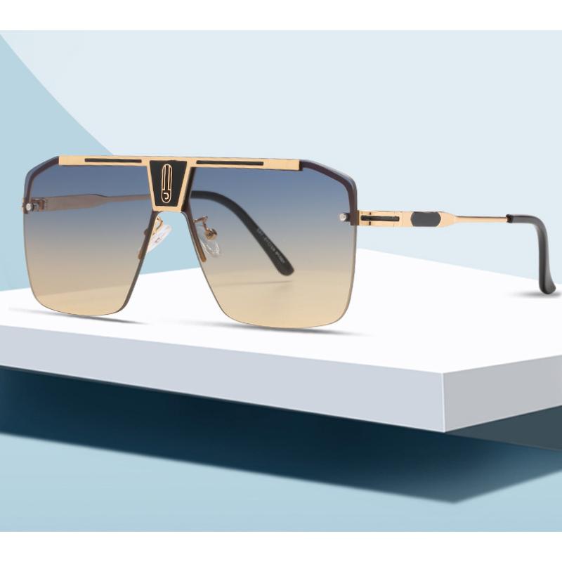 Vintage Brand Design Oversized Rimless SunUV Protection Glasses Men and Women Classic Style Gradient Square Sun UV Protection Glasses Trendy for Fe