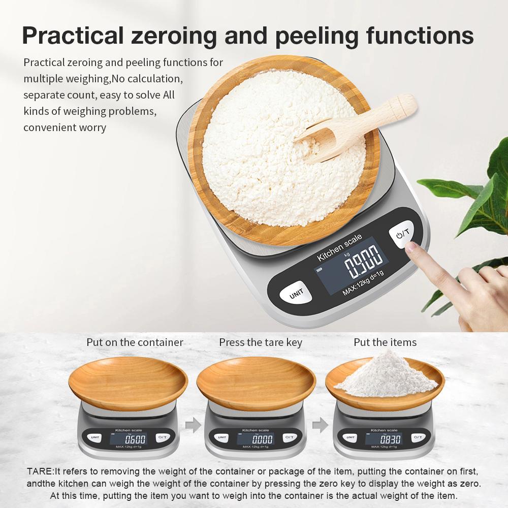 Bilancia digitale precisa 12kg/1g 6kg/0.1g Bilancia elettronica impermeabile per uso domestico Bilancia per gioielli Cibo Cottura