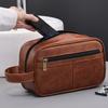 Business Travel Portable Men's Toiletry Bag Fashion Retro Leather Thickened Cosmetic Bag Handbag