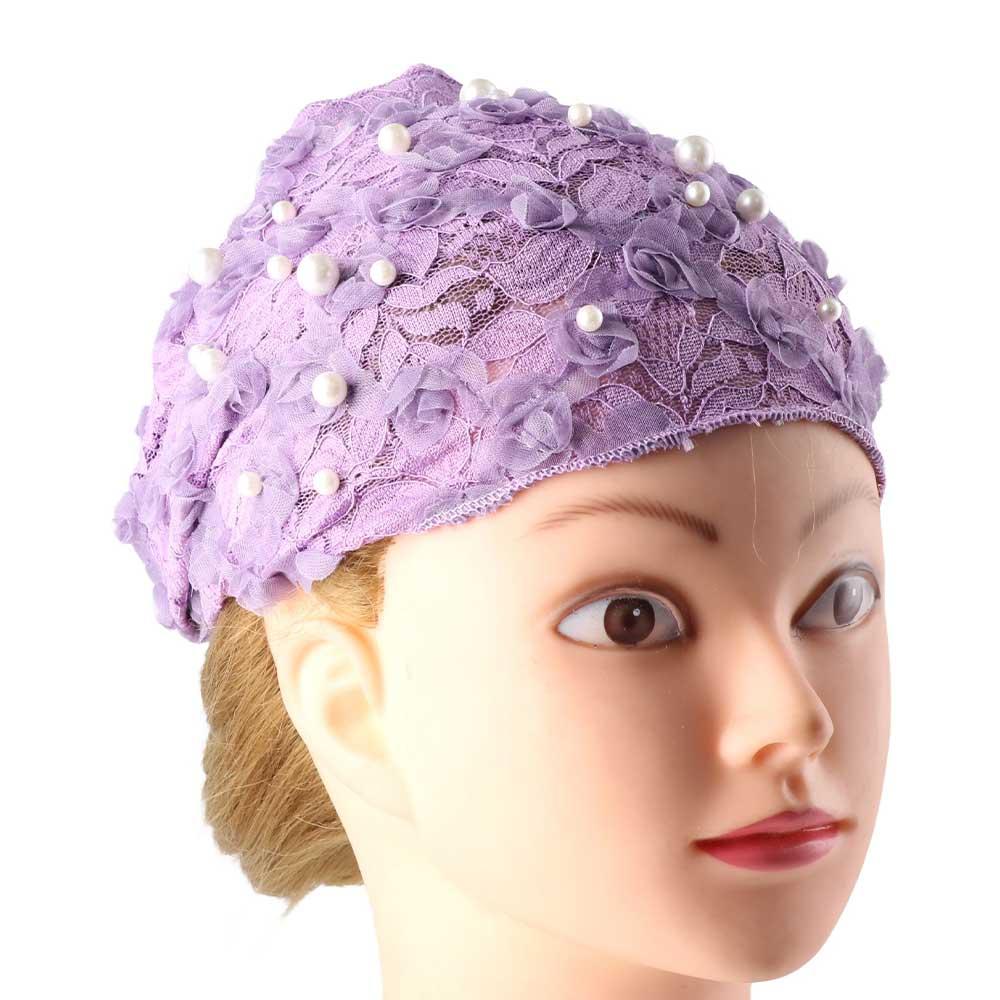 Elegante Kopfbedeckung Netz Rutschfest Perle für Mädchen Koreanischer Kopfwickel Spitze Stirnband Damen Haarbänder Blume