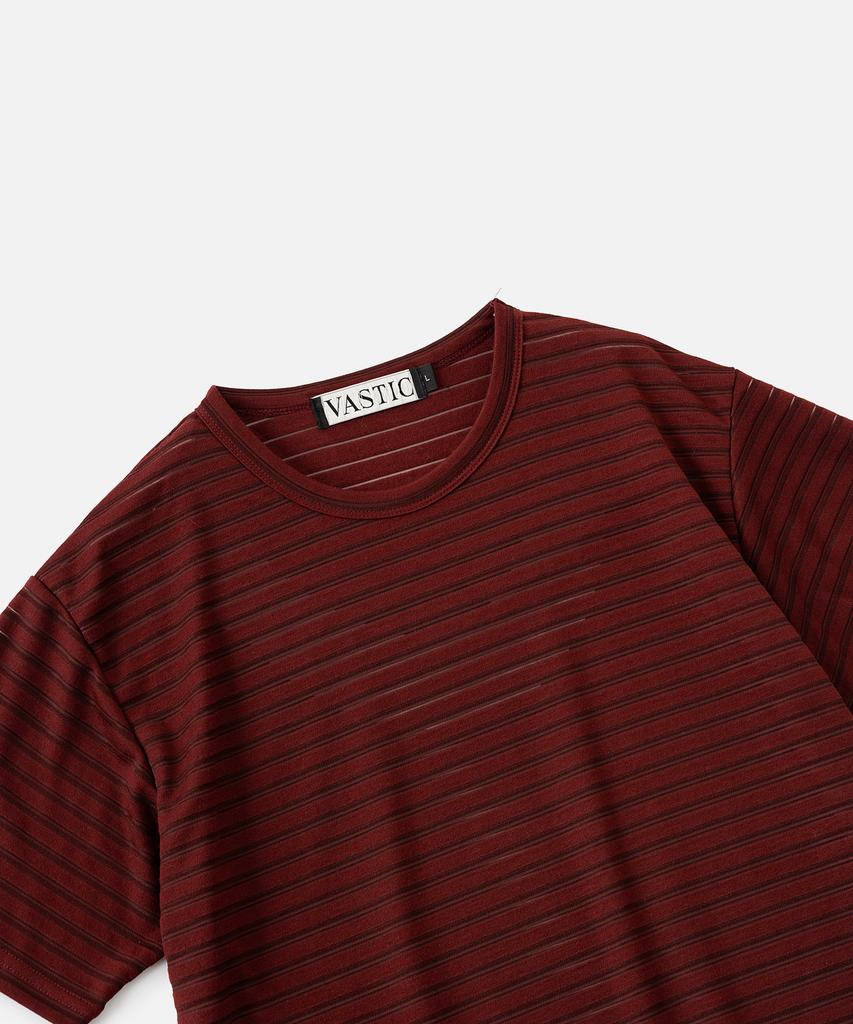 VASTIC See-Through Striped T-Shirt_Wine