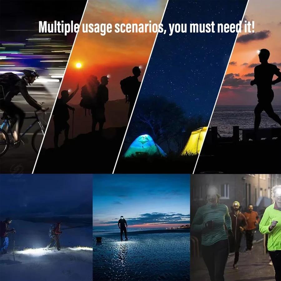 Starke Licht Stirnlampe Tragbare LED Sensor Stirnlampe USB Wiederaufladbare Kopf Taschenlampe Outdoor Camping Angeln Notlaterne