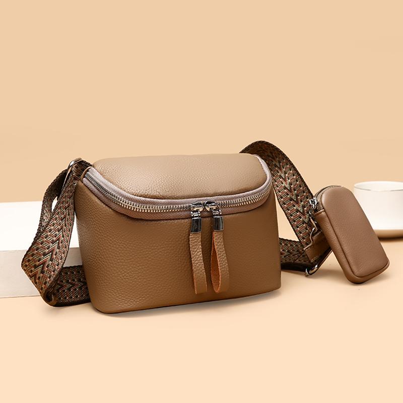 Authentic Cowhide Girl Saddle Bag Soft Leather High Quality Women's Shoulder  Fashionable And Trendy Female Handbag