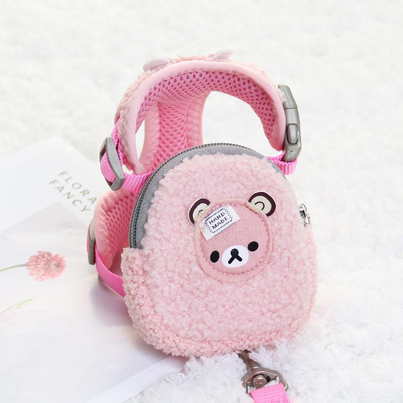 High-Quality Cartoon Bear Comfortable Cotton Velvet Undershirt Dog Leash Cat Anti-Breakaway Leash Cover Cat Leash