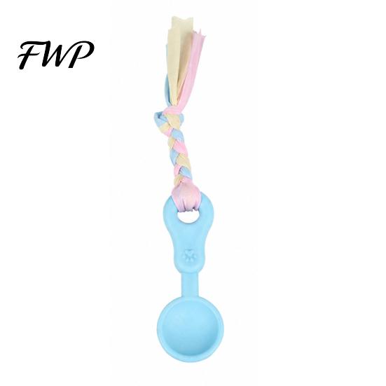 Bite Resistant Dog Toy Molar Chewing with Rope, TPR Spoon Head Durable Woven Puppy Teething Relief Tools Knot Training Toy, Macaron Colors Teeth