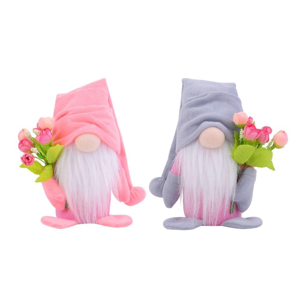 Soft Tulip Rudolph Doll Standing Dwarf Dolls Ornament Creative Faceless Gnome Doll  Valentine's Day