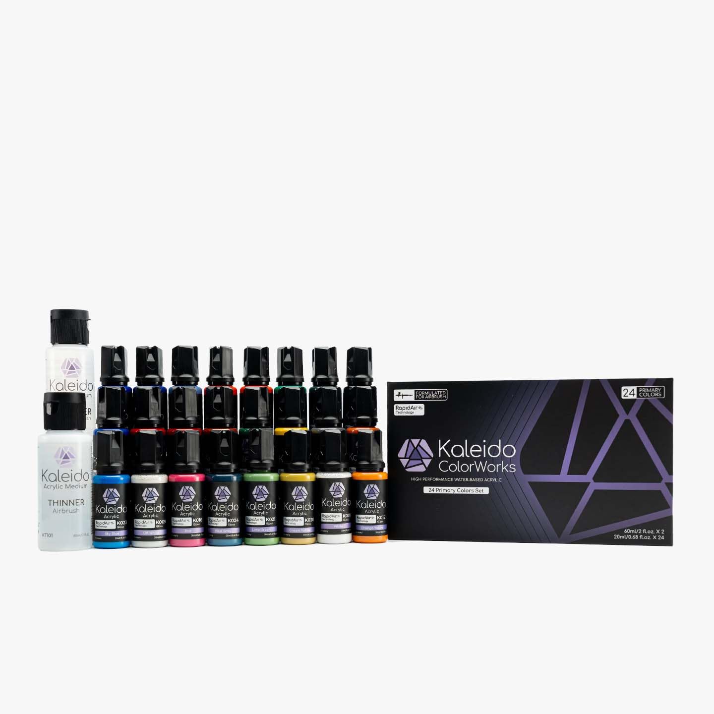 

Gaahleri Kaleido Primary Set Набор акриловых аэрозольных красок Масштаб и Высокая скорость Включает разбавители очистители 24 цвета – На водной основе (для Моделей, Гандамов,