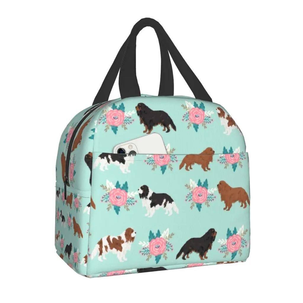 Dog Cavalier King Charles Spaniel Insulated Lunch Bag Resuable Cooler Thermal Lunch Box for Women Kid Picnic Travel