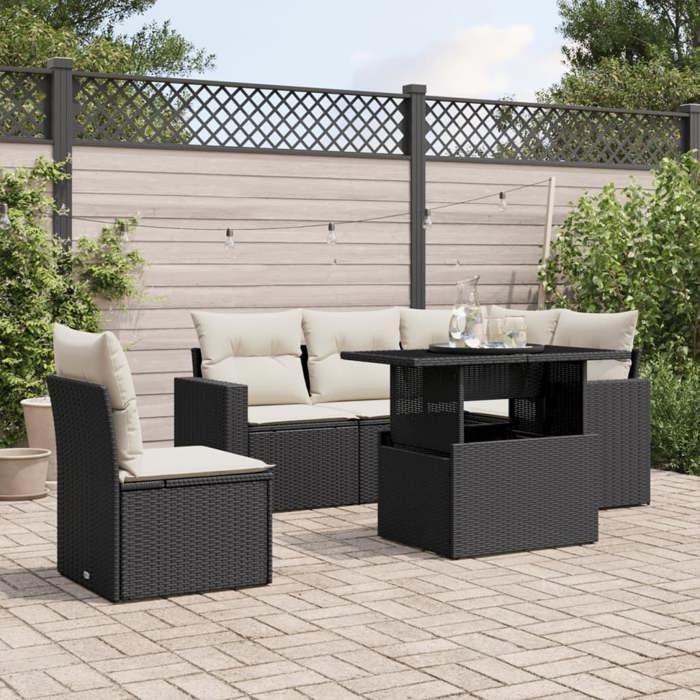 VidaXL Garden Lounge Set 6 Pcs with Cushions Black Braided Resin 3267276