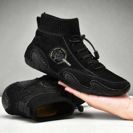 Plus Size Men's High-Top Casual Martin Boots - Warm Cotton Lined for Autumn and Winter