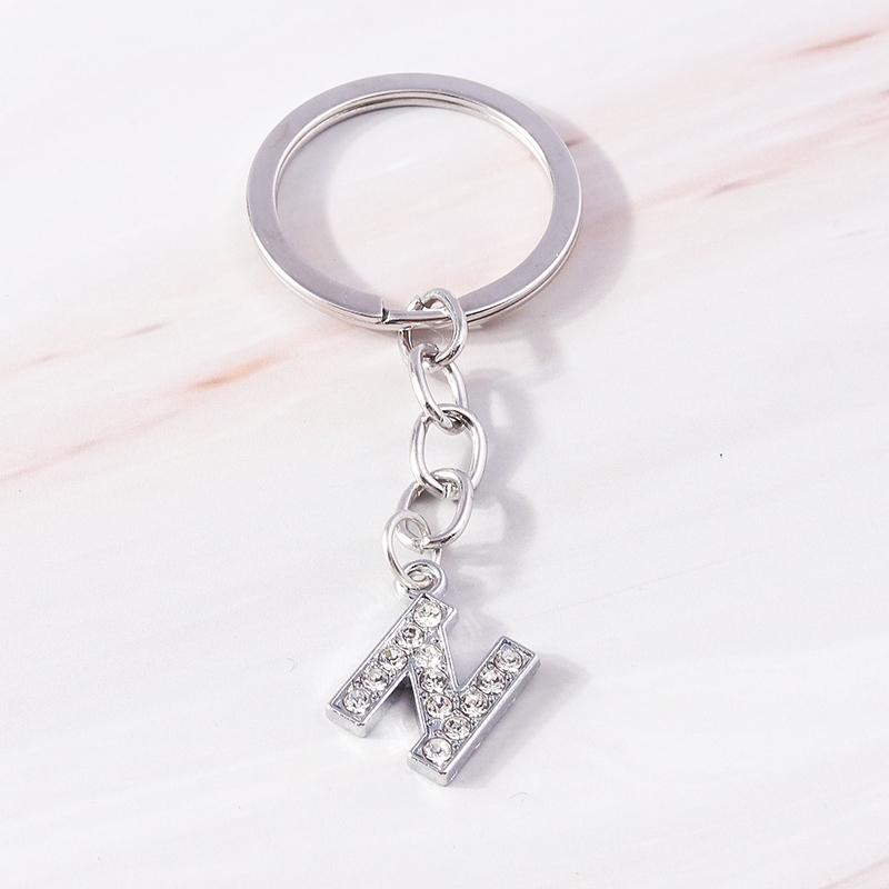 Fashion Initial 26 Letters A-Z Alphabet Keychain Rhinestone Key Ring Pendants for Car Key Bag Decor Charms DIY Accessories