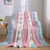 Pastel Stripe Heart Flannel Blanket Perfect for Sofa Office Bed Travel Sleep Read Relax Camping four season use