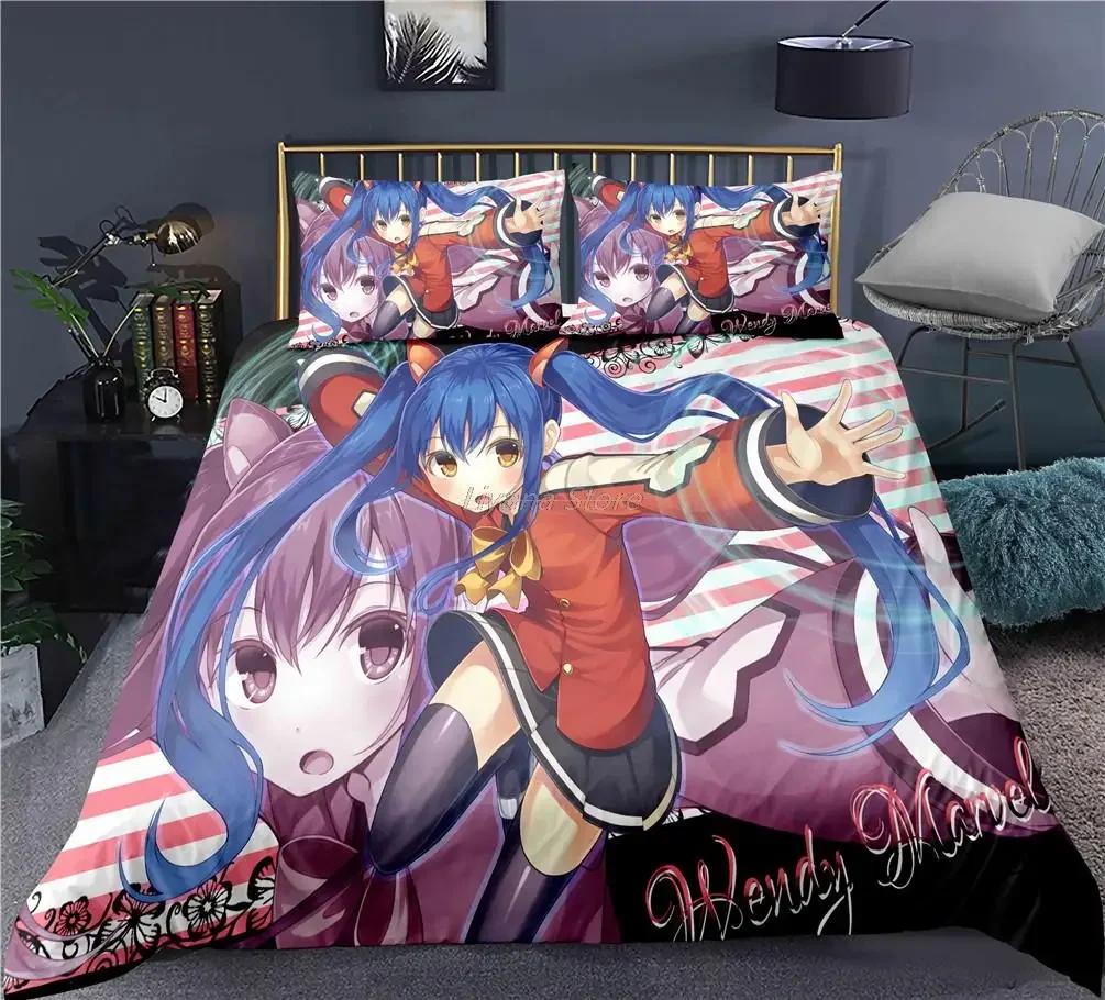 Zestaw pościeli Fairy Tail Single Twin Full Queen King Size Kawaii Anime Bed Set Aldult Kid Bedroom Duvetcover Sets 3D Print 012