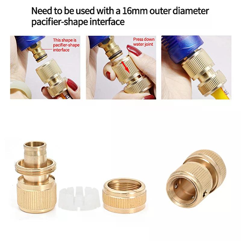 1/2'' 3/4'' 5/8" 1'' Brass Tap Quick Connecter 16Mm 20Mm Copper Hose Coupling Adapter Garden Watering Gun Water Stop Fittings