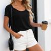 Women's Fashion New Summer  Short Sleeve Cotton Top Loose Fit Exercise Yoga Sports Shirt Show-Off T-Shirt Top